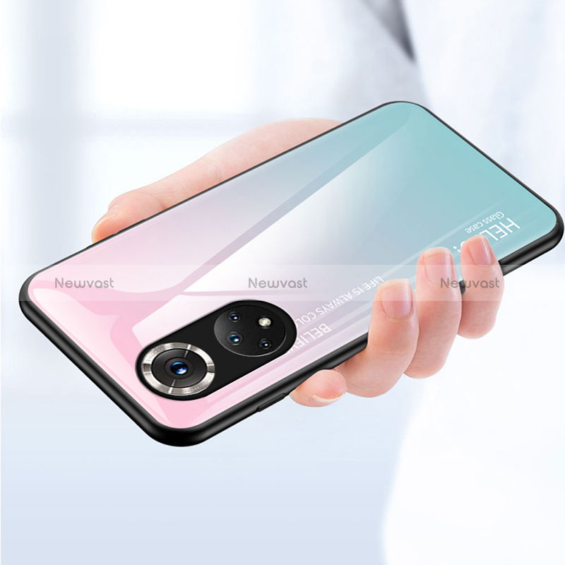 Silicone Frame Mirror Rainbow Gradient Case Cover LS1 for Huawei Honor 50 Pro 5G