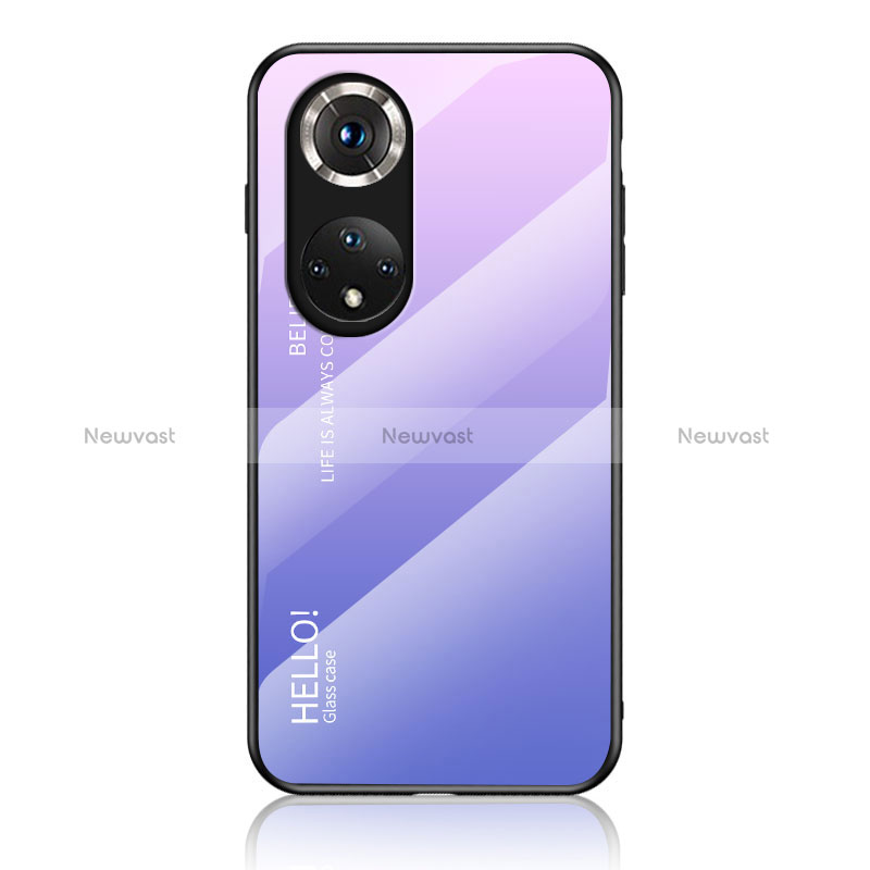 Silicone Frame Mirror Rainbow Gradient Case Cover LS1 for Huawei Honor 50 Pro 5G Clove Purple