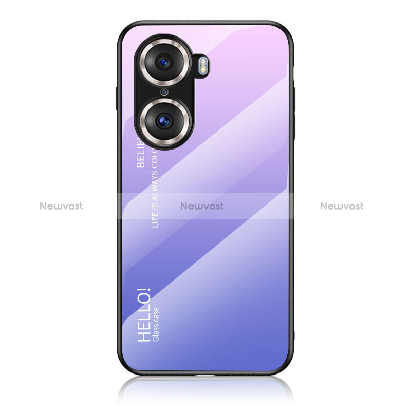 Silicone Frame Mirror Rainbow Gradient Case Cover LS1 for Huawei Honor 60 5G Clove Purple