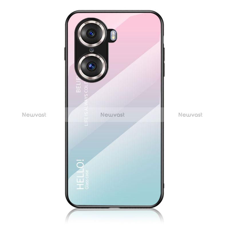 Silicone Frame Mirror Rainbow Gradient Case Cover LS1 for Huawei Honor 60 Pro 5G