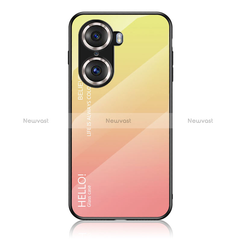 Silicone Frame Mirror Rainbow Gradient Case Cover LS1 for Huawei Honor 60 Pro 5G