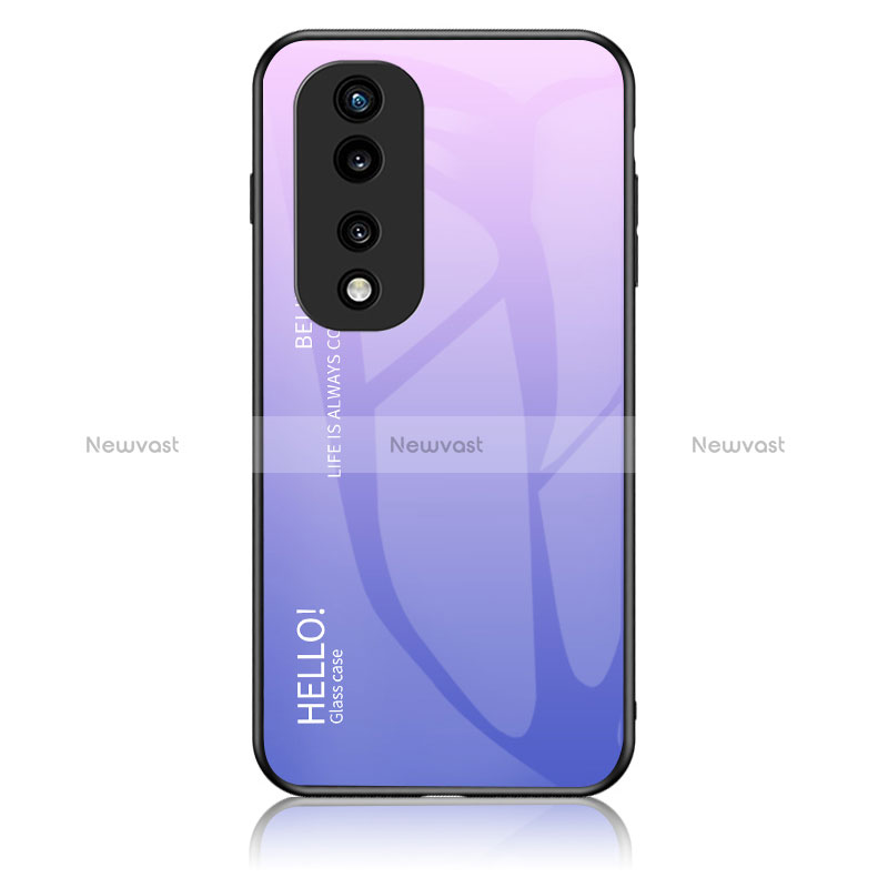 Silicone Frame Mirror Rainbow Gradient Case Cover LS1 for Huawei Honor 70 Pro 5G Clove Purple