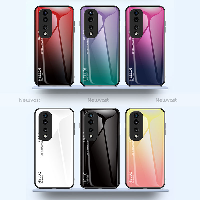 Silicone Frame Mirror Rainbow Gradient Case Cover LS1 for Huawei Honor 70 Pro+ Plus 5G