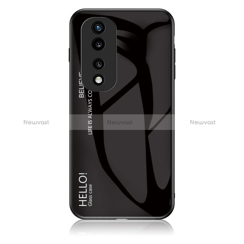 Silicone Frame Mirror Rainbow Gradient Case Cover LS1 for Huawei Honor 70 Pro+ Plus 5G Black