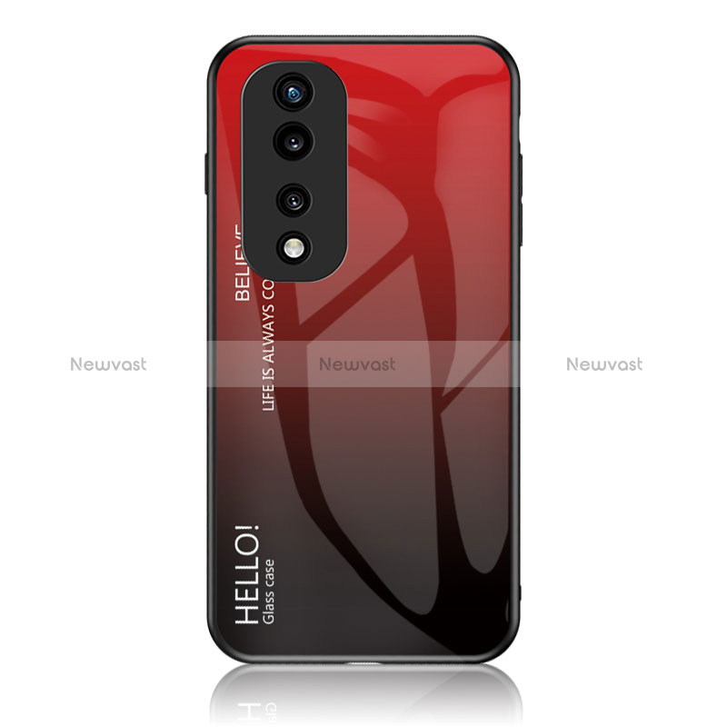 Silicone Frame Mirror Rainbow Gradient Case Cover LS1 for Huawei Honor 70 Pro+ Plus 5G Red