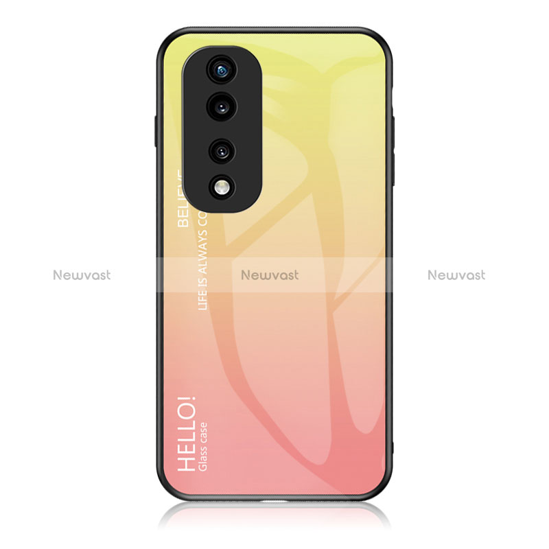 Silicone Frame Mirror Rainbow Gradient Case Cover LS1 for Huawei Honor 70 Pro+ Plus 5G Yellow