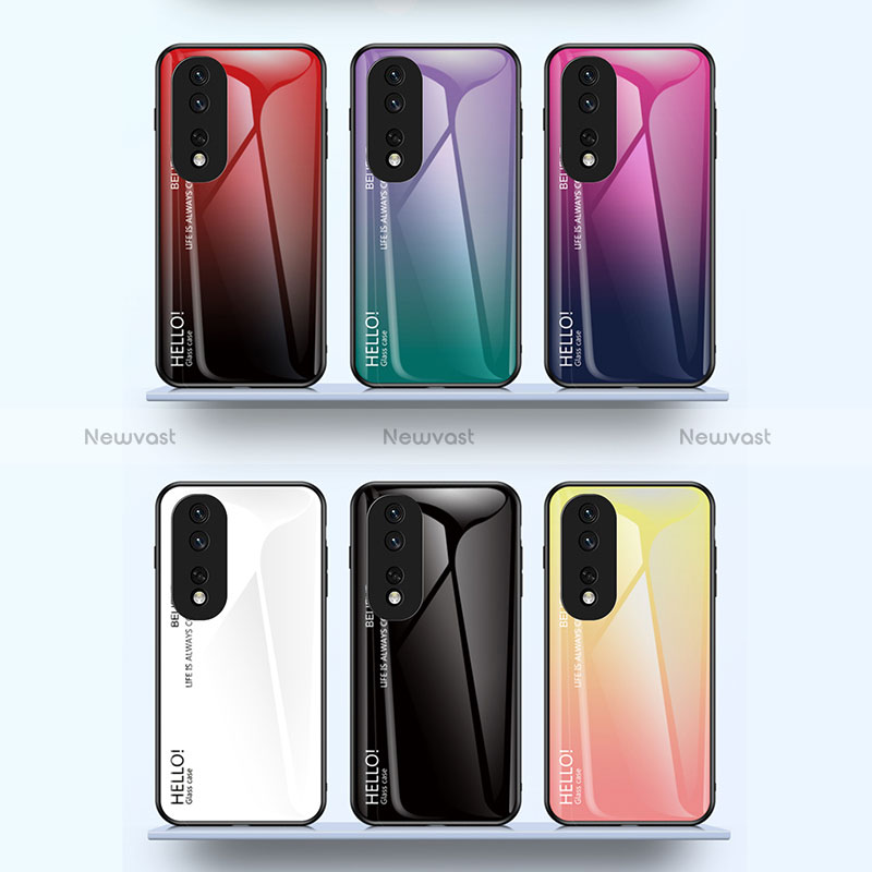 Silicone Frame Mirror Rainbow Gradient Case Cover LS1 for Huawei Honor 80 Pro Flat 5G