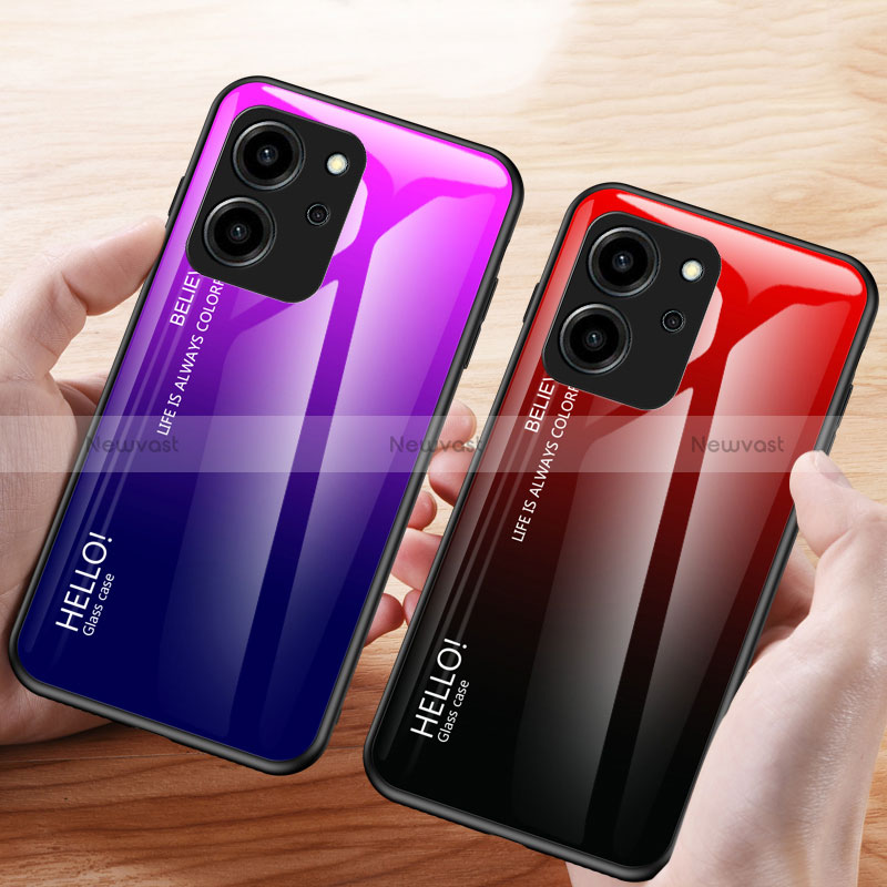 Silicone Frame Mirror Rainbow Gradient Case Cover LS1 for Huawei Honor 80 SE 5G