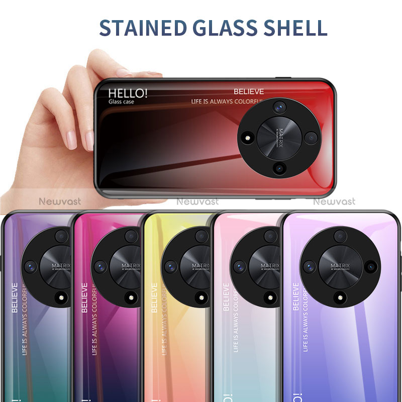 Silicone Frame Mirror Rainbow Gradient Case Cover LS1 for Huawei Honor Magic6 Lite 5G