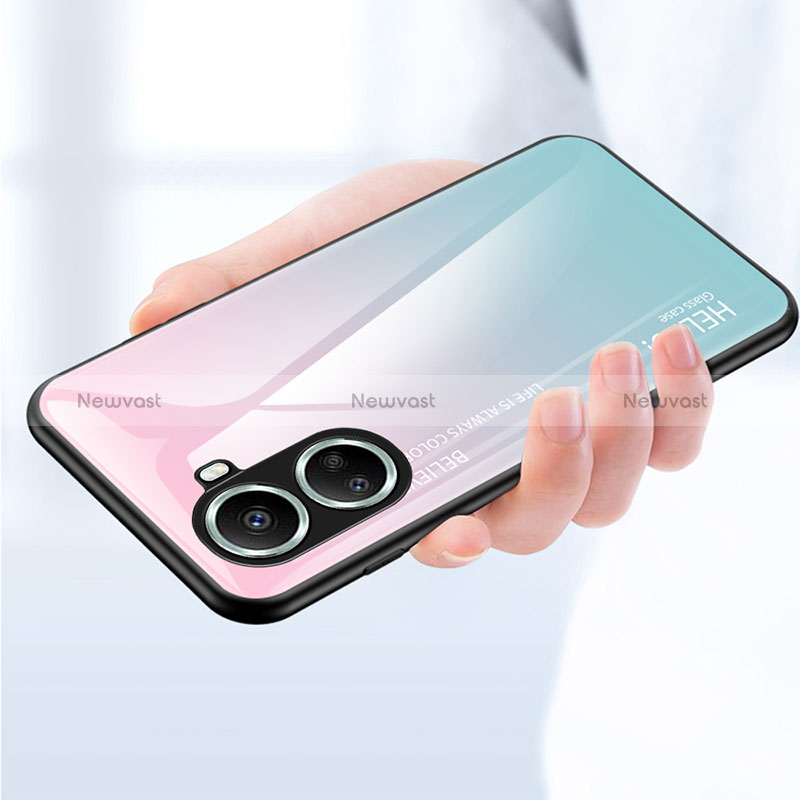 Silicone Frame Mirror Rainbow Gradient Case Cover LS1 for Huawei Nova 10 SE