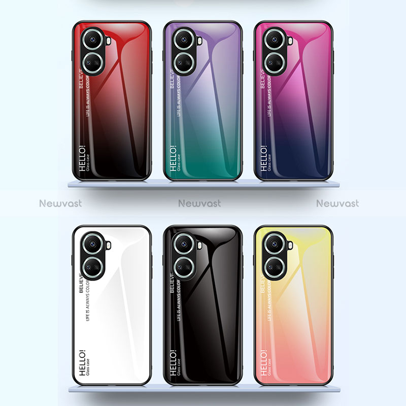 Silicone Frame Mirror Rainbow Gradient Case Cover LS1 for Huawei Nova 10 SE