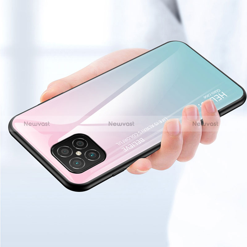 Silicone Frame Mirror Rainbow Gradient Case Cover LS1 for Huawei Nova 8 SE 4G