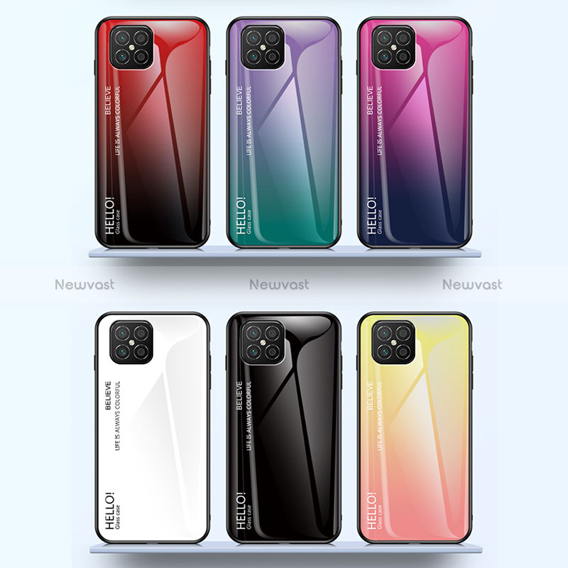 Silicone Frame Mirror Rainbow Gradient Case Cover LS1 for Huawei Nova 8 SE 4G