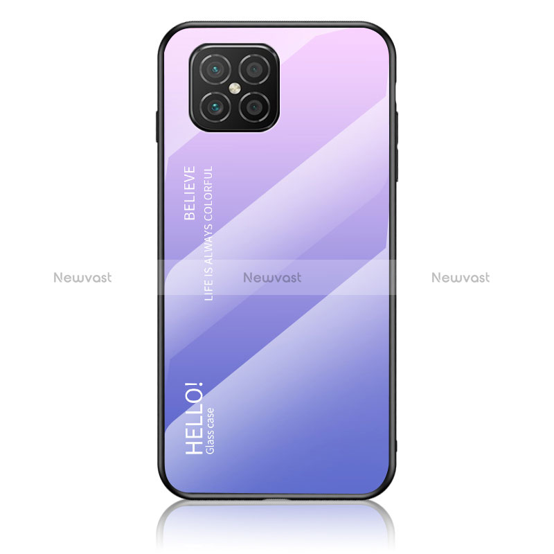 Silicone Frame Mirror Rainbow Gradient Case Cover LS1 for Huawei Nova 8 SE 4G Clove Purple