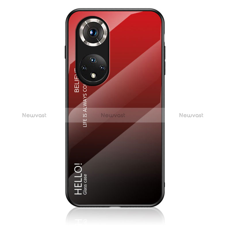 Silicone Frame Mirror Rainbow Gradient Case Cover LS1 for Huawei Nova 9 Pro Red