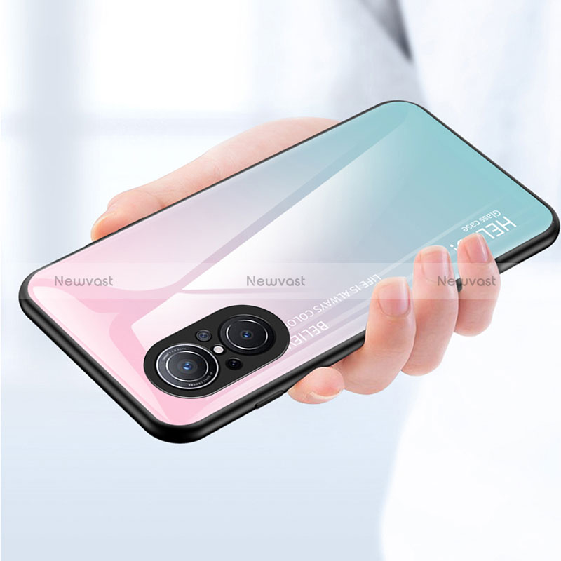 Silicone Frame Mirror Rainbow Gradient Case Cover LS1 for Huawei Nova 9 SE