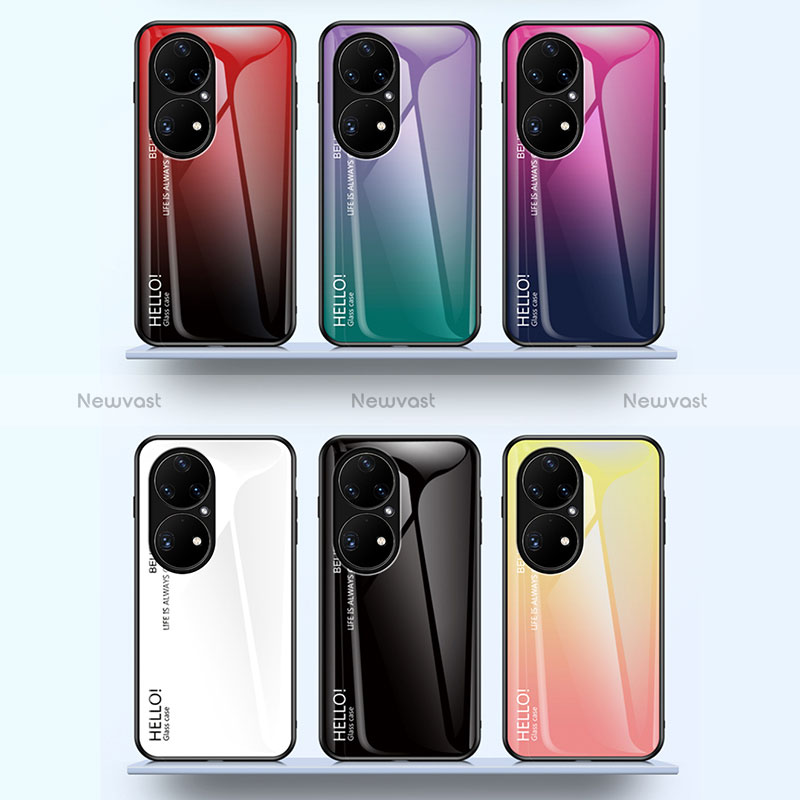 Silicone Frame Mirror Rainbow Gradient Case Cover LS1 for Huawei P50 Pro