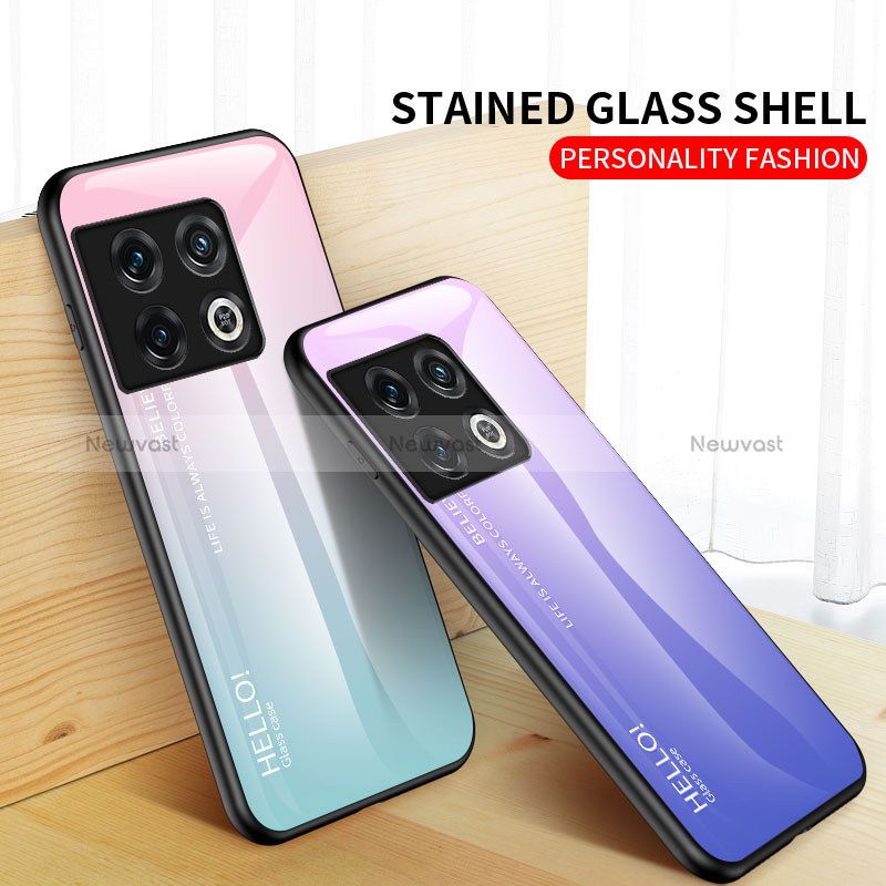 Silicone Frame Mirror Rainbow Gradient Case Cover LS1 for OnePlus 10 Pro 5G