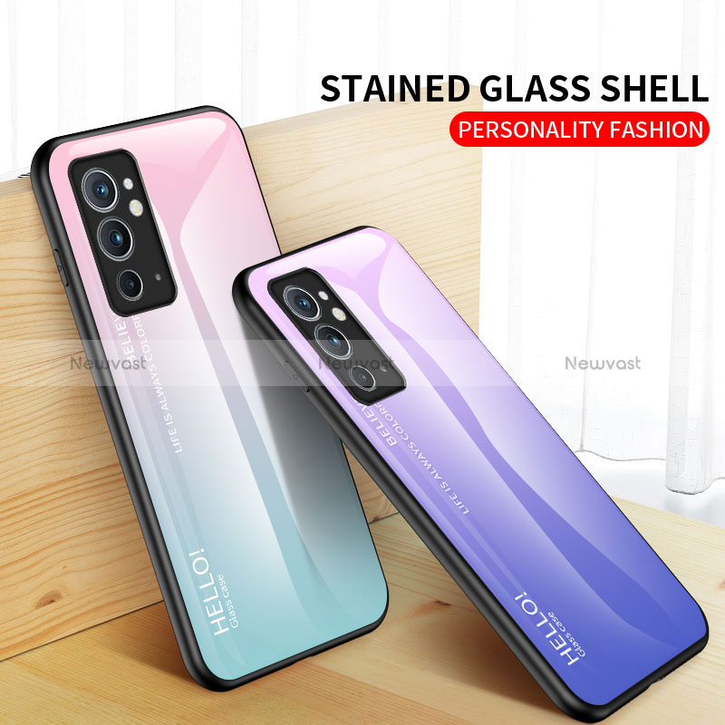 Silicone Frame Mirror Rainbow Gradient Case Cover LS1 for OnePlus 9RT 5G