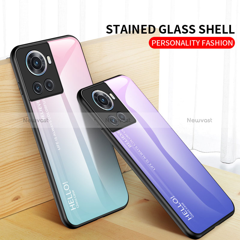 Silicone Frame Mirror Rainbow Gradient Case Cover LS1 for OnePlus Ace 5G