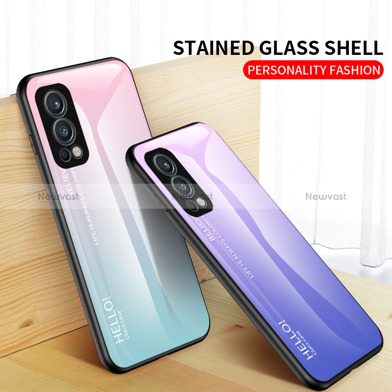 Silicone Frame Mirror Rainbow Gradient Case Cover LS1 for OnePlus Nord 2 5G