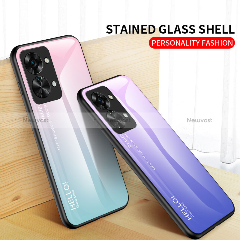 Silicone Frame Mirror Rainbow Gradient Case Cover LS1 for OnePlus Nord 2T 5G