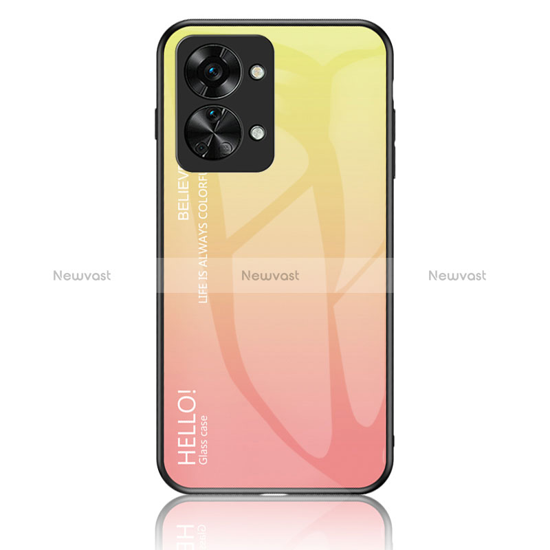 Silicone Frame Mirror Rainbow Gradient Case Cover LS1 for OnePlus Nord 2T 5G Yellow