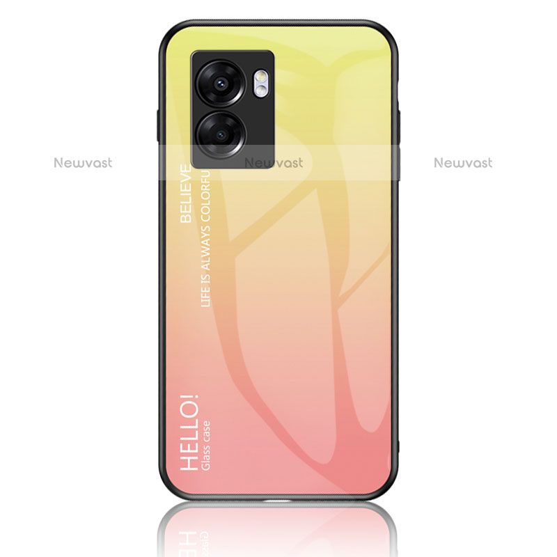 Silicone Frame Mirror Rainbow Gradient Case Cover LS1 for OnePlus Nord N300 5G Yellow