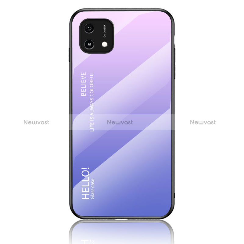 Silicone Frame Mirror Rainbow Gradient Case Cover LS1 for Oppo A16e Clove Purple