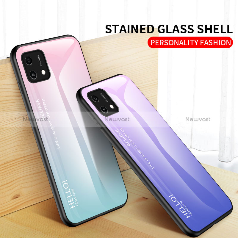 Silicone Frame Mirror Rainbow Gradient Case Cover LS1 for Oppo A16K