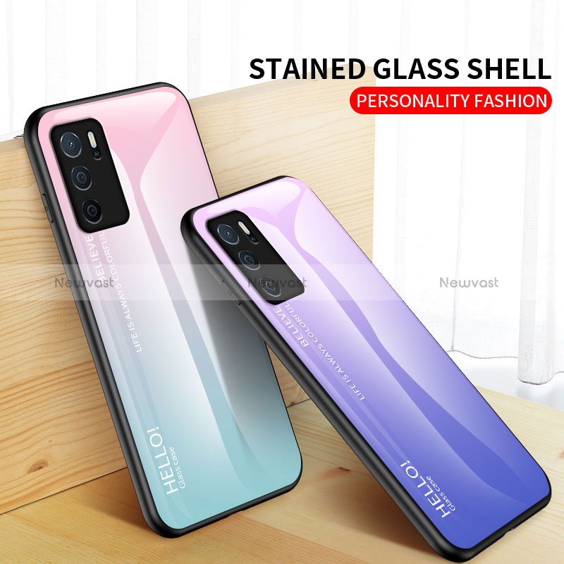 Silicone Frame Mirror Rainbow Gradient Case Cover LS1 for Oppo A16s