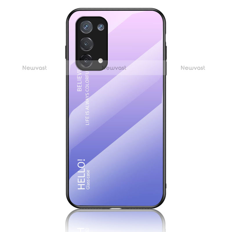 Silicone Frame Mirror Rainbow Gradient Case Cover LS1 for Oppo A74 4G Clove Purple