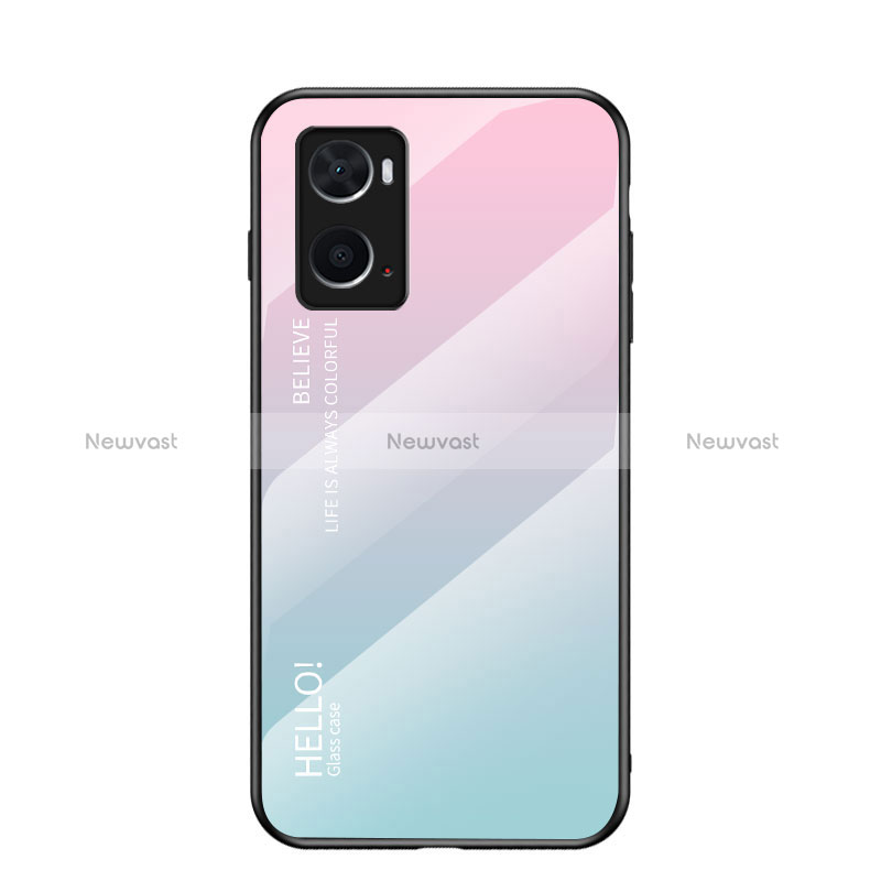 Silicone Frame Mirror Rainbow Gradient Case Cover LS1 for Oppo A76