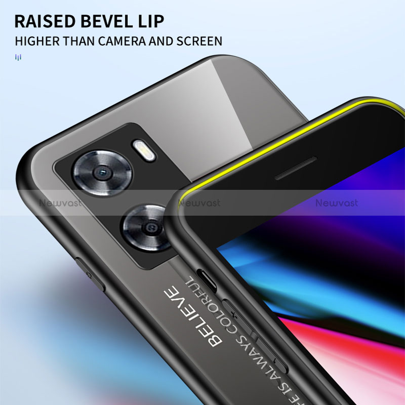 Silicone Frame Mirror Rainbow Gradient Case Cover LS1 for Oppo A77 4G