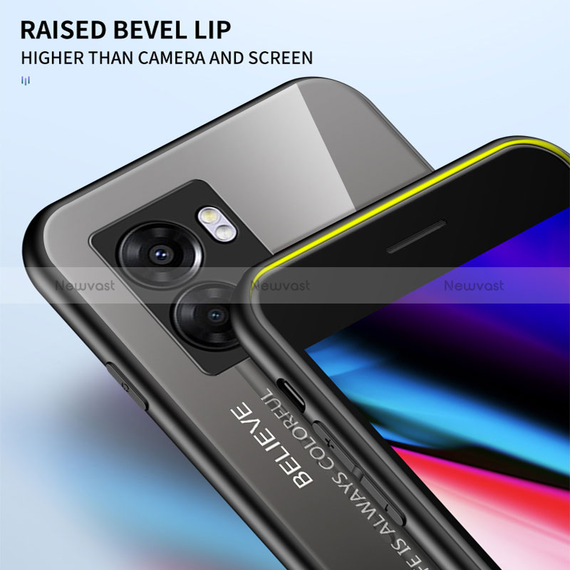 Silicone Frame Mirror Rainbow Gradient Case Cover LS1 for Oppo A77 5G