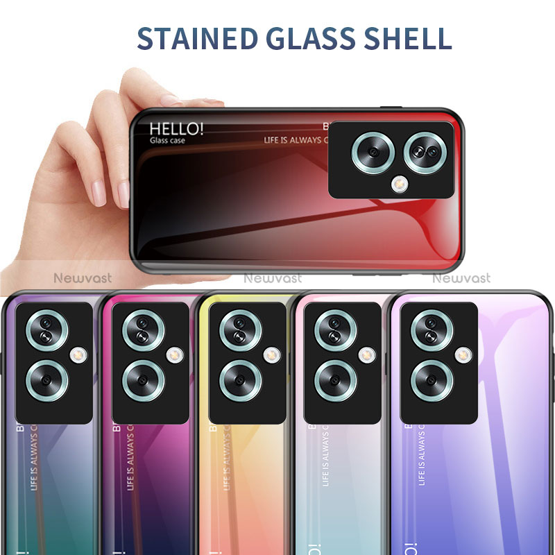 Silicone Frame Mirror Rainbow Gradient Case Cover LS1 for Oppo A79 5G