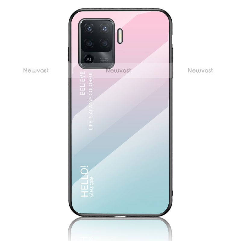 Silicone Frame Mirror Rainbow Gradient Case Cover LS1 for Oppo A94 4G