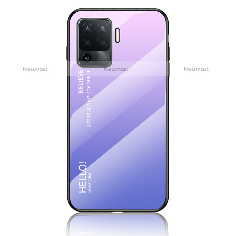 Silicone Frame Mirror Rainbow Gradient Case Cover LS1 for Oppo A94 4G Clove Purple