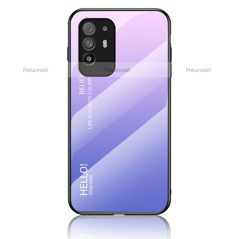 Silicone Frame Mirror Rainbow Gradient Case Cover LS1 for Oppo A94 5G Clove Purple