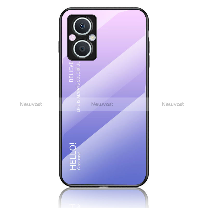 Silicone Frame Mirror Rainbow Gradient Case Cover LS1 for Oppo A96 5G Clove Purple