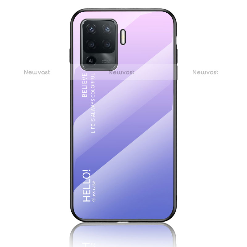 Silicone Frame Mirror Rainbow Gradient Case Cover LS1 for Oppo F19 Pro