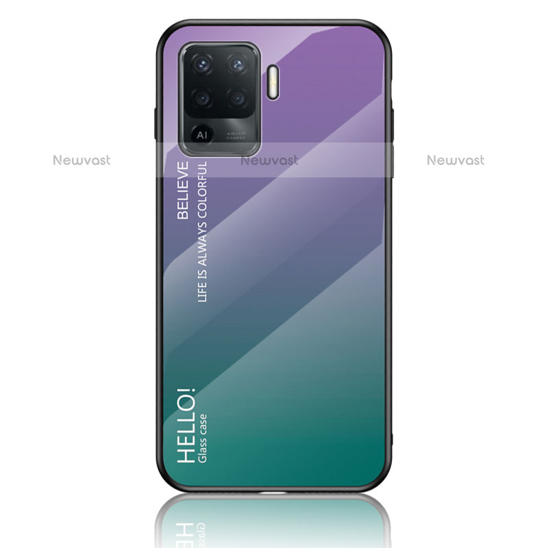 Silicone Frame Mirror Rainbow Gradient Case Cover LS1 for Oppo F19 Pro Mixed