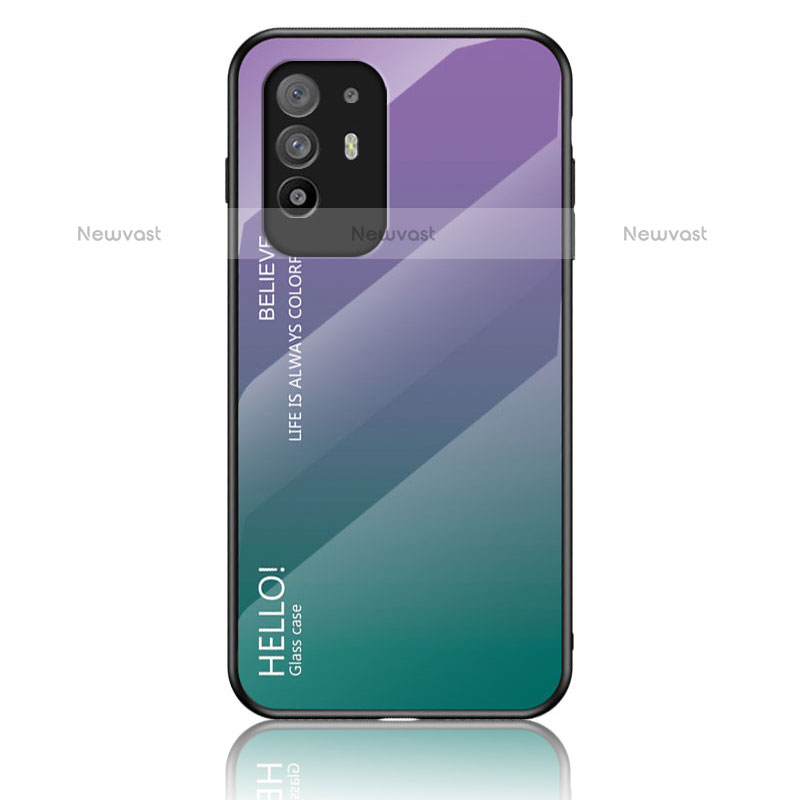 Silicone Frame Mirror Rainbow Gradient Case Cover LS1 for Oppo F19 Pro+ Plus 5G