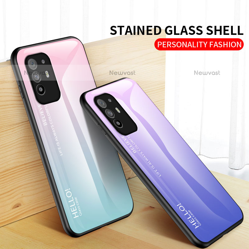 Silicone Frame Mirror Rainbow Gradient Case Cover LS1 for Oppo F19 Pro+ Plus 5G