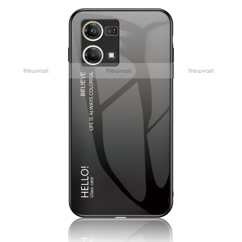 Silicone Frame Mirror Rainbow Gradient Case Cover LS1 for Oppo F21 Pro 4G Dark Gray