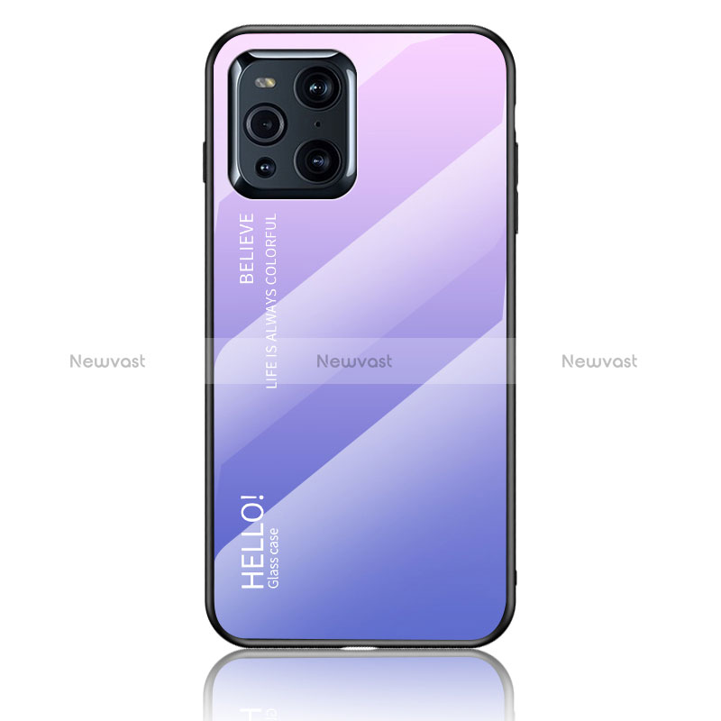 Silicone Frame Mirror Rainbow Gradient Case Cover LS1 for Oppo Find X3 5G