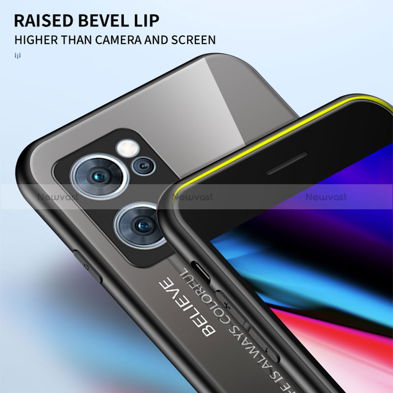 Silicone Frame Mirror Rainbow Gradient Case Cover LS1 for Oppo Find X5 Lite 5G