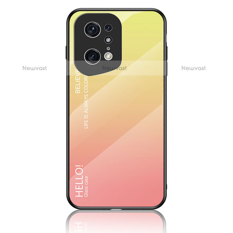 Silicone Frame Mirror Rainbow Gradient Case Cover LS1 for Oppo Find X5 Pro 5G