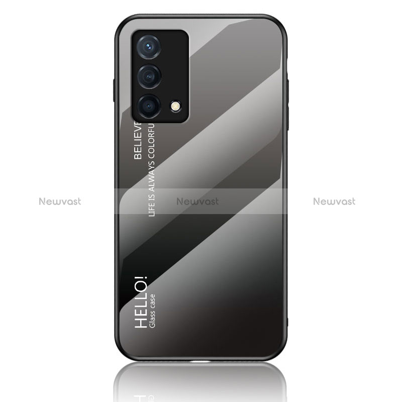 Silicone Frame Mirror Rainbow Gradient Case Cover LS1 for Oppo K9 5G Dark Gray