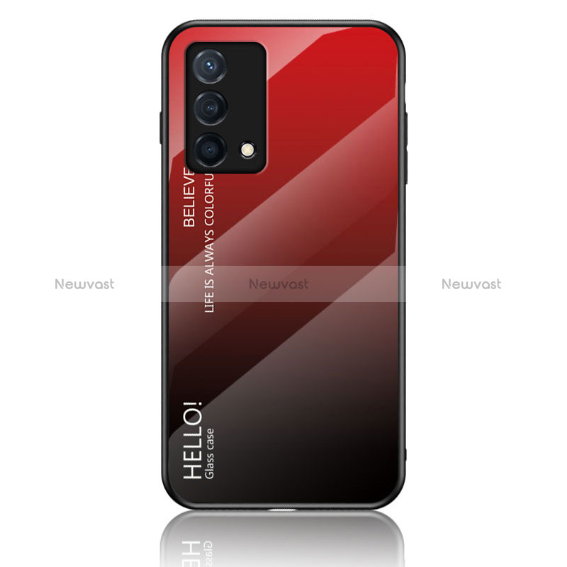 Silicone Frame Mirror Rainbow Gradient Case Cover LS1 for Oppo K9 5G Red